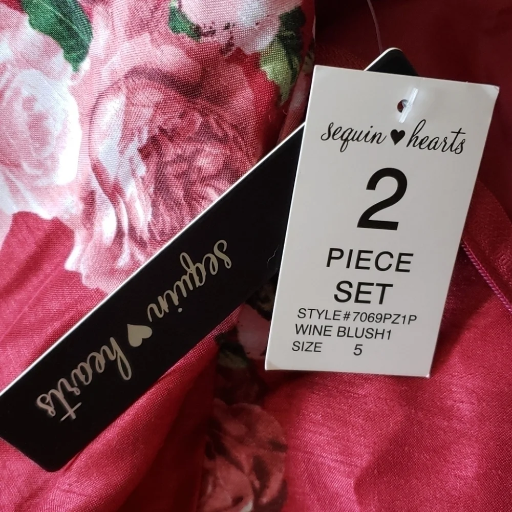 Sequin hearts floral wine blush skirt - Picture 6 of 6